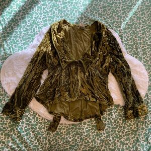 APRIL CORNELL Olive Green Velvet Cardigan Jacket Small